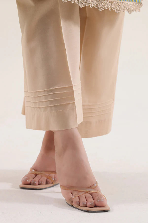 Beige | Saya 3pc Unstitched Cotton Jacquard 3-Piece