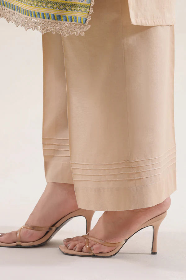 Beige | Saya 3pc Unstitched Cotton Jacquard 3-Piece