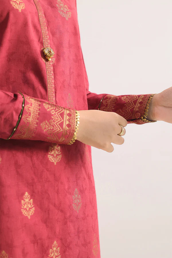 Rust | Saya 3pc Unstitched Cotton Jacquard 3-Piece