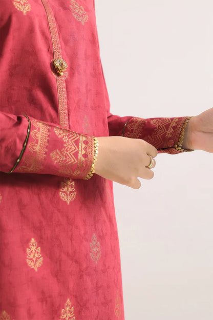 Rust | Saya 3pc Unstitched Cotton Jacquard 3-Piece