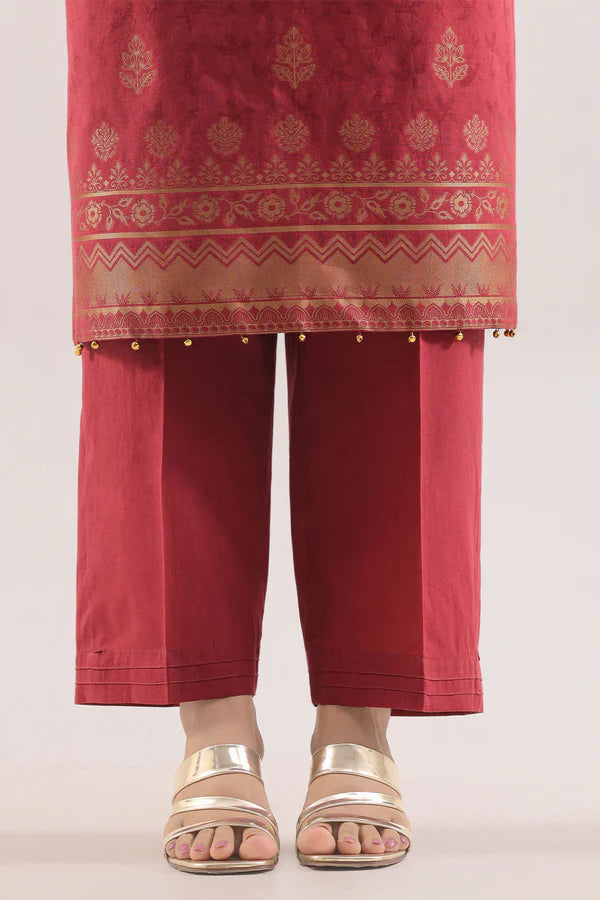 Rust | Saya 3pc Unstitched Cotton Jacquard 3-Piece