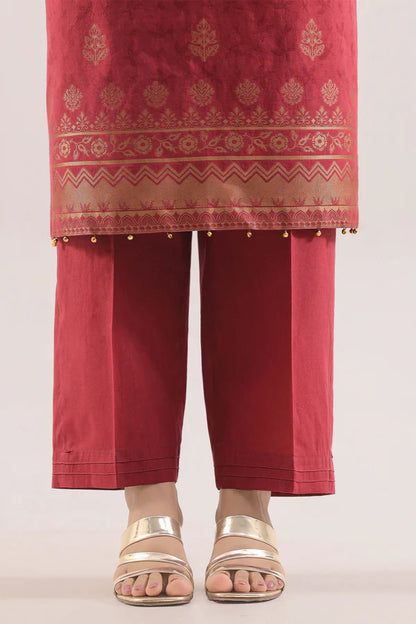 Rust | Saya 3pc Unstitched Cotton Jacquard 3-Piece