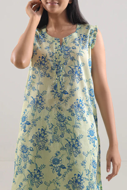 Saya 2pc Unstitched Lawn Suit | Lime Yellow