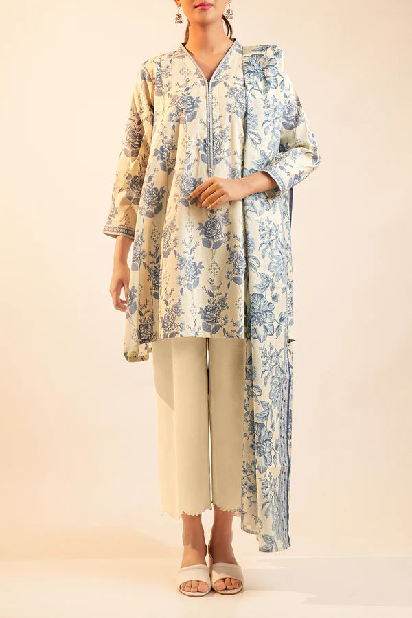 Ivory | Saya 3pc Unstitched Lawn Suit