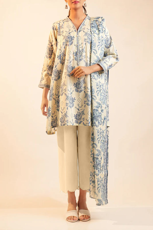 Ivory | Saya 3pc Unstitched Lawn Suit