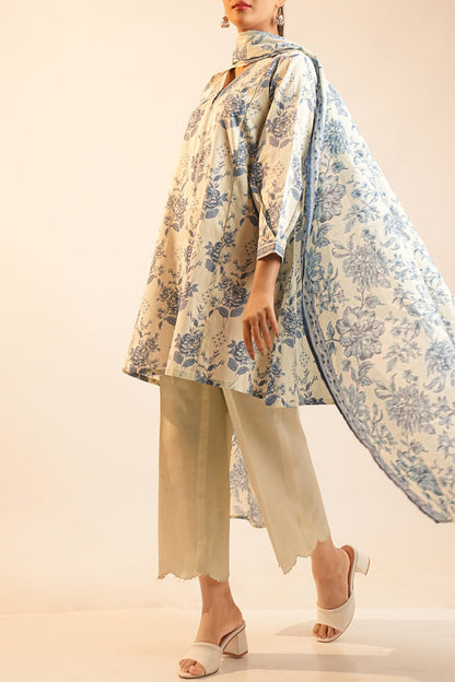 Ivory | Saya 3pc Unstitched Lawn Suit