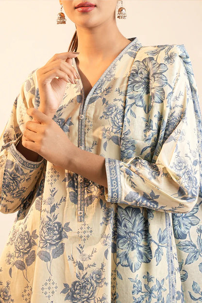 Ivory | Saya 3pc Unstitched Lawn Suit