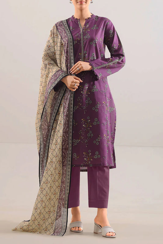 Purple | Saya 3pc Unstitched Lawn Suit