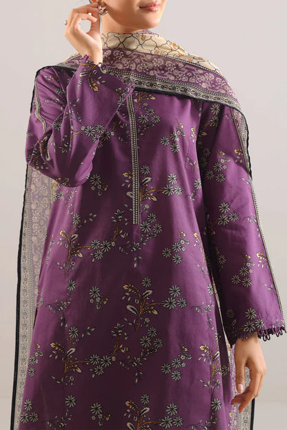 Purple | Saya 3pc Unstitched Lawn Suit