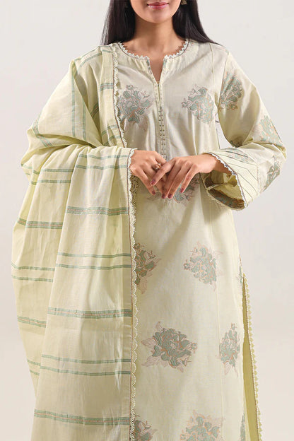 Lemon Yellow | Saya 3pc Unstitched Cotton Jacquard 3-Piece