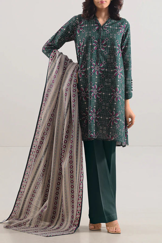 Saya 3pc Unstitched Khaddar Suit | Green