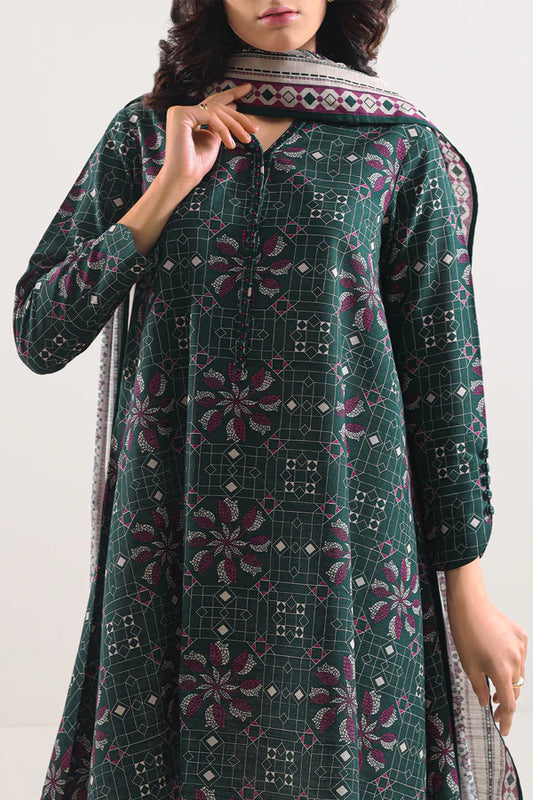 Saya 3pc Unstitched Khaddar Suit | Green