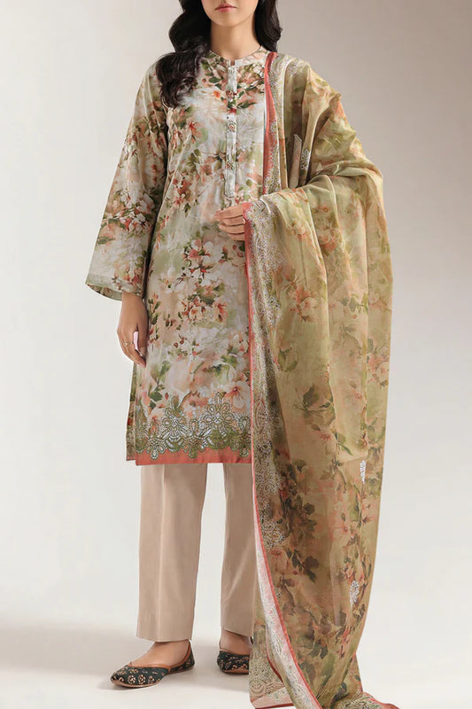 Beige | Saya 3pc Unstitched Lawn Suit