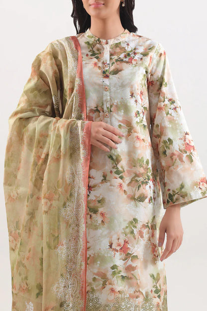 Beige | Saya 3pc Unstitched Lawn Suit
