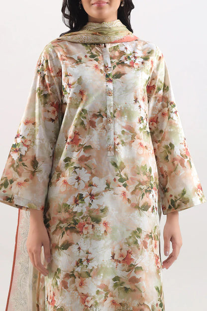 Beige | Saya 3pc Unstitched Lawn Suit