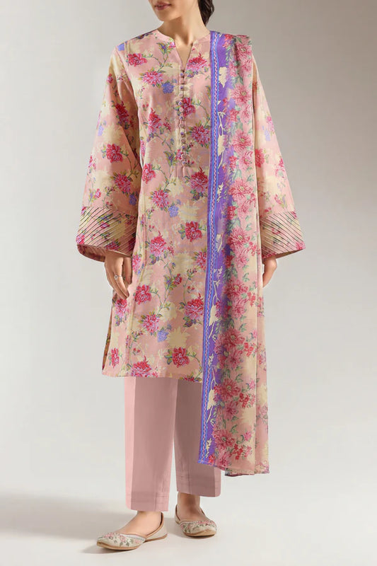 Peach | Saya 3pc Unstitched Lawn Suit
