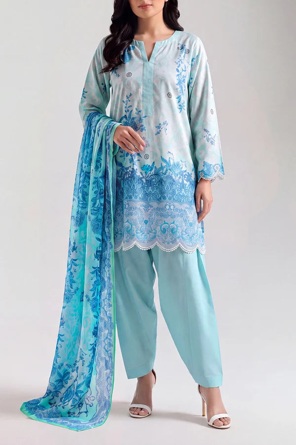 shot of the Saya Printed Lawn Suit Seafoam