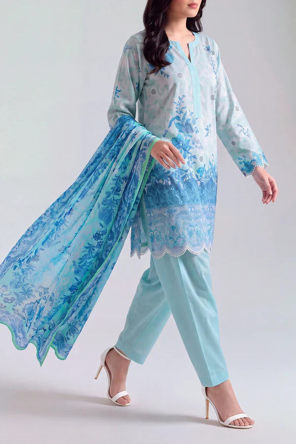 shot of the Saya Printed Lawn Suit Seafoam