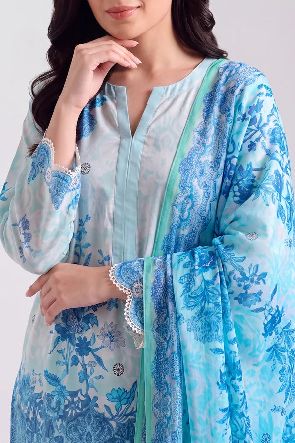 shot of the Saya Printed Lawn Suit Seafoam