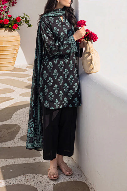 Black | Saya 3pc Unstitched Lawn Suit