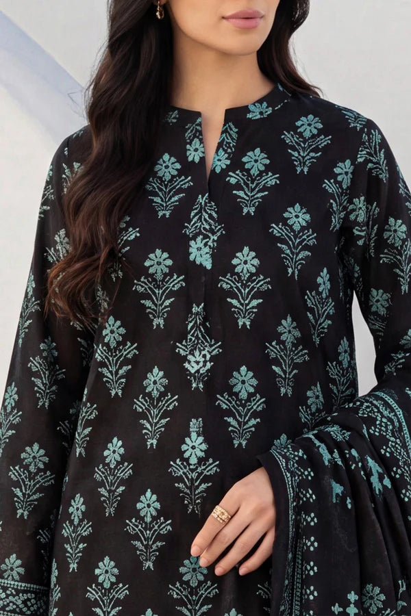 Black | Saya 3pc Unstitched Lawn Suit