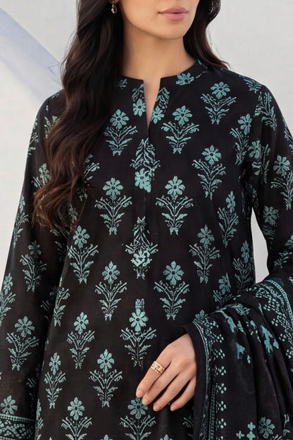 Black | Saya 3pc Unstitched Lawn Suit