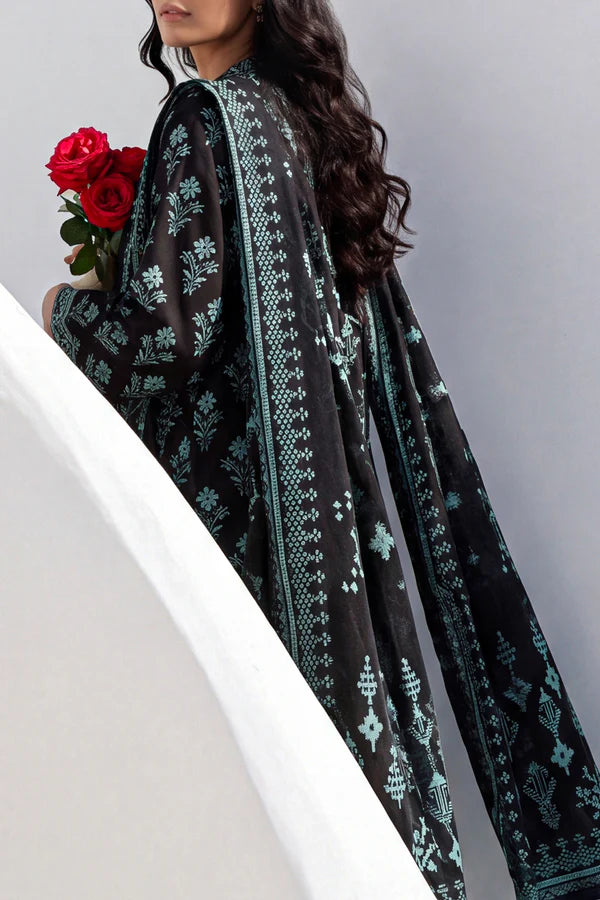 Black | Saya 3pc Unstitched Lawn Suit