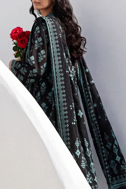 Black | Saya 3pc Unstitched Lawn Suit
