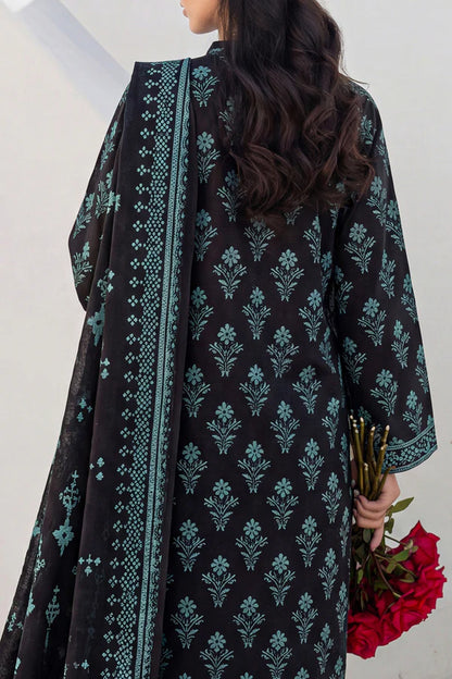Black | Saya 3pc Unstitched Lawn Suit