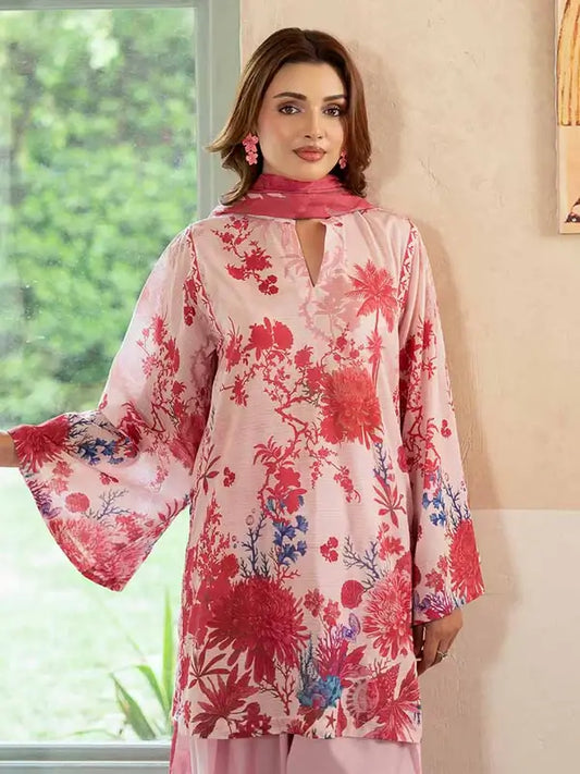 Pearl And Petals by Binaas 3pc Unstitched Bana Dora Lawn Collection – Light Pink