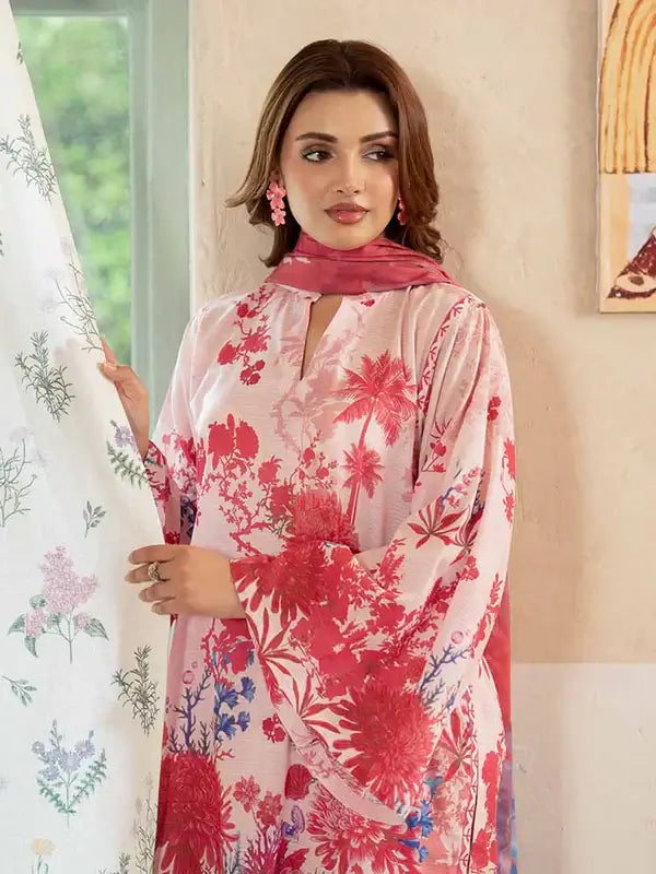 Pearl And Petals by Binaas 3pc Unstitched Bana Dora Lawn Collection – Light Pink