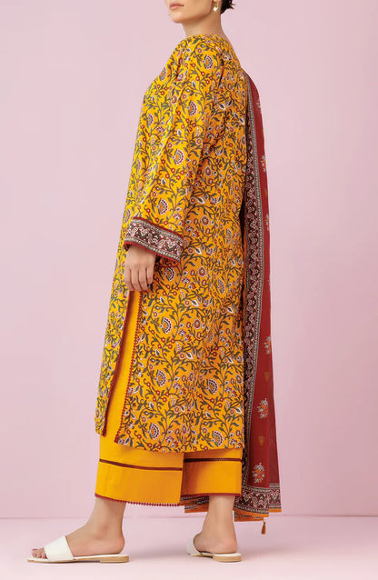 Orient 3 PIECE PRINTED LAWN SUIT- Yellow (UNSTITCHED)
