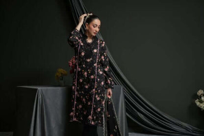 Salina 3pc Unstitched Linen | Black