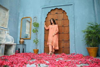 Peach | Regalia 3pc Unstitched Jacquard Viscose