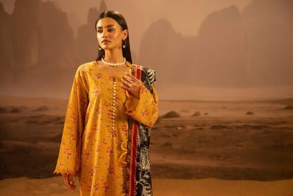 Salina 3pc Unstitched Mid Summer Cotton | Mustard