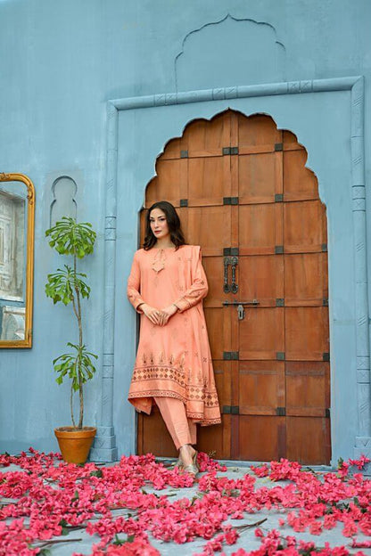 Peach | Regalia 3pc Unstitched Jacquard Viscose