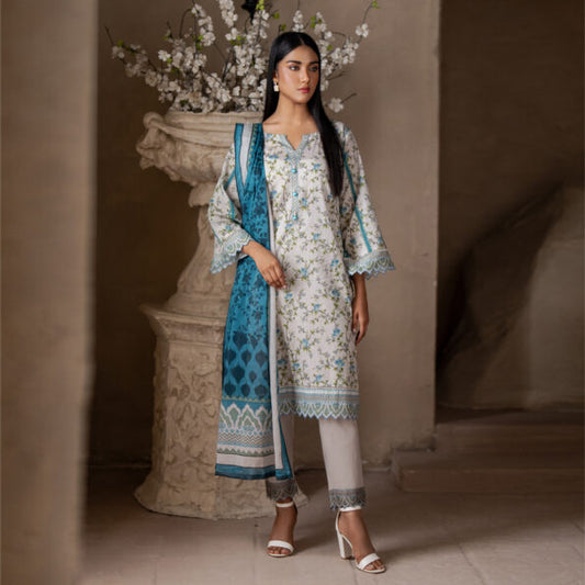 White | Salina 3pc Unstitched Lawn Collection