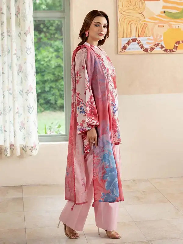 Pearl And Petals by Binaas 3pc Unstitched Bana Dora Lawn Collection – Light Pink