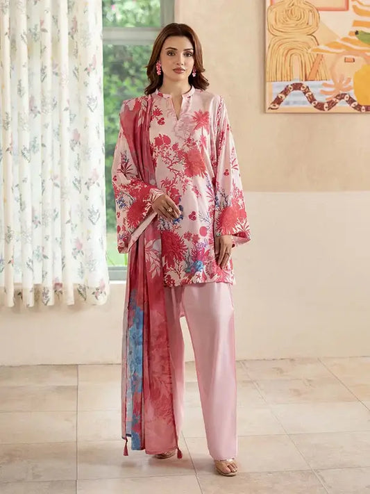 Pearl And Petals by Binaas 3pc Unstitched Bana Dora Lawn Collection – Light Pink