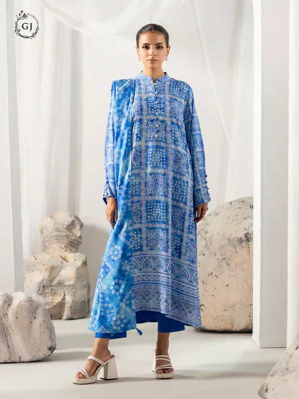 Blue | Chunri by GJ 3pc Unstitched Linen Bana Dora Collection