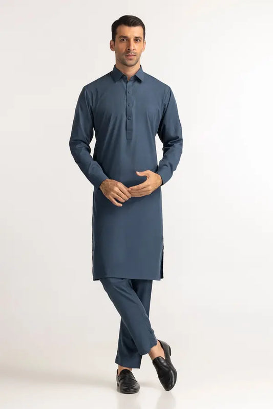 Teal Blue | Nishat Men's Unstitched Wash & Wear