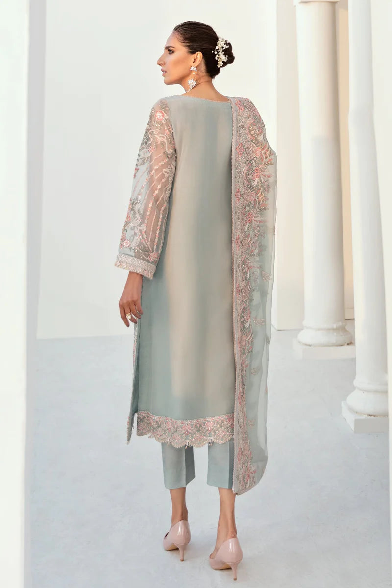 Baroque Chantelle Chiffon Embroidered - Light Grey 3-Pc | Replica
