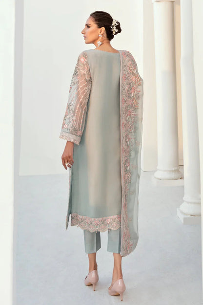 Baroque Chantelle Chiffon Embroidered - Light Grey 3-Pc | Replica