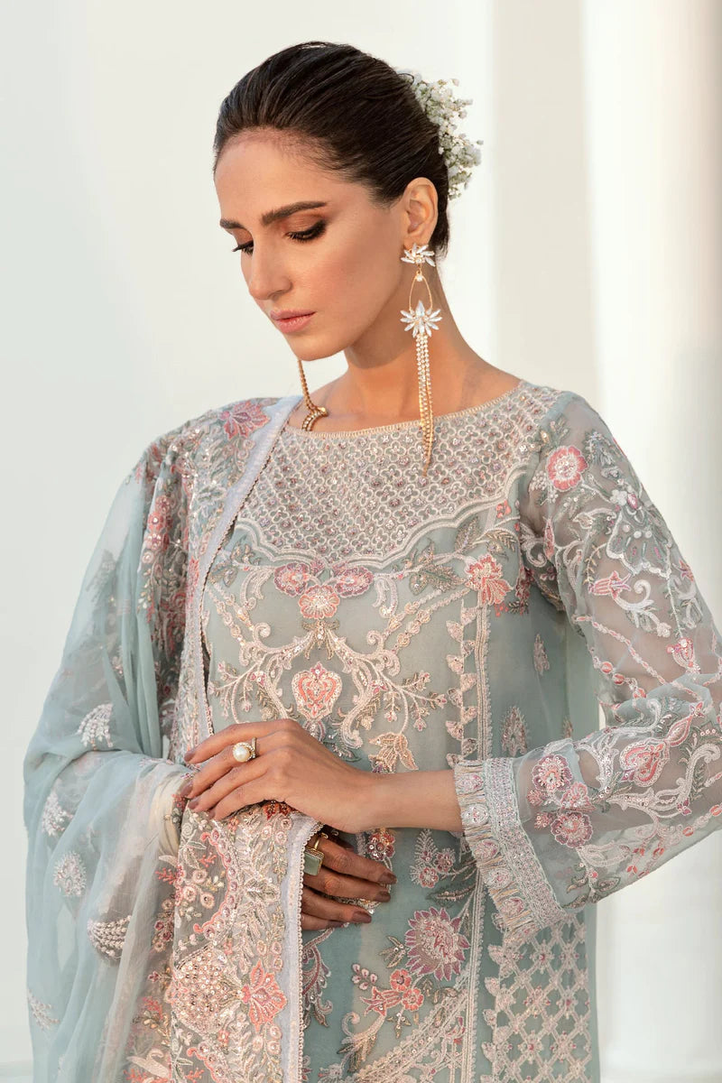 Baroque Chantelle Chiffon Embroidered - Light Grey 3-Pc | Replica
