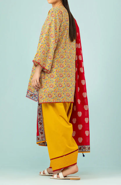 Orient 3 PIECE PRINTED LAWN SUIT- Yellow (UNSTITCHED)