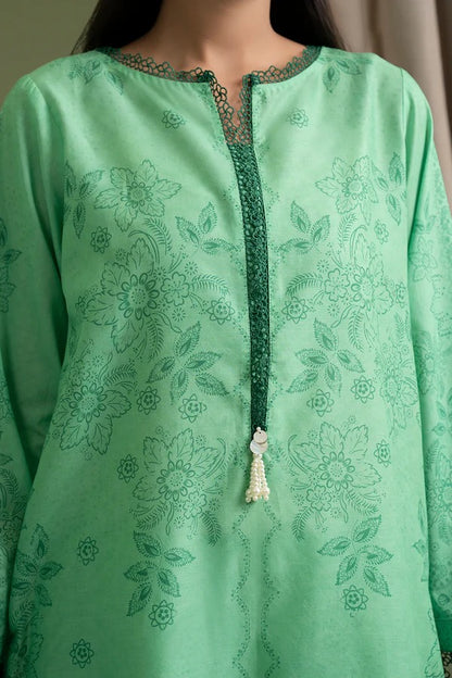 Green Zellbury 3pc Unstitched Lawn Suit – Stylish Pakistani Lawn Outfit 2025