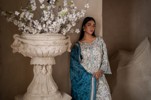 White | Salina 3pc Unstitched Lawn Collection
