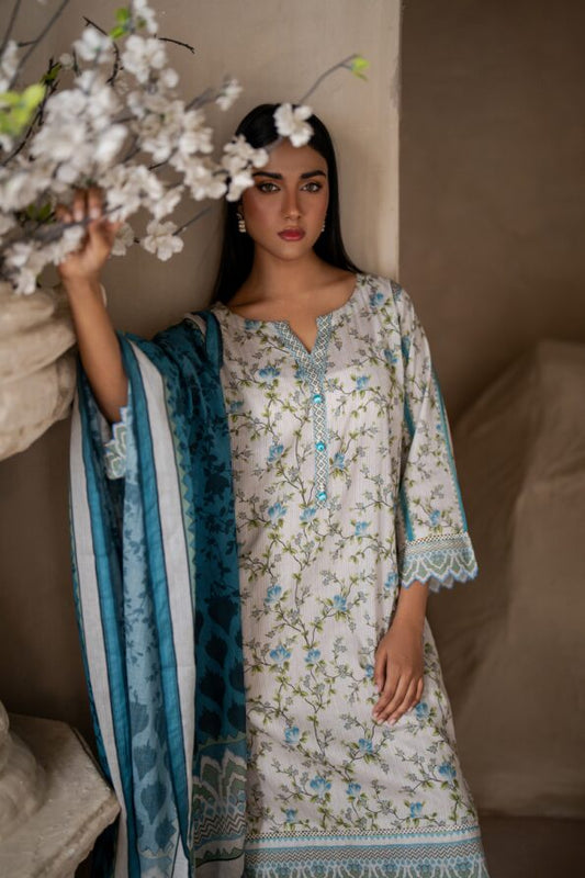 White | Salina 3pc Unstitched Lawn Collection