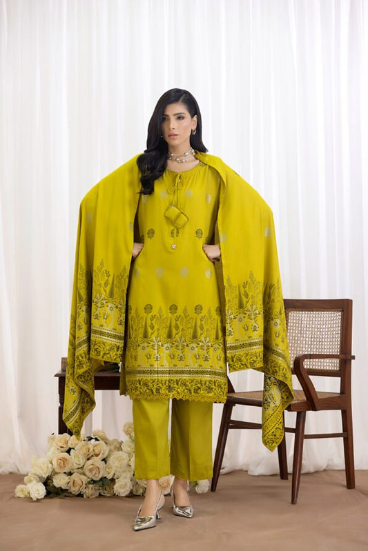 Mehndi Green | Regalia 3pc Unstitched Jacquard Viscose