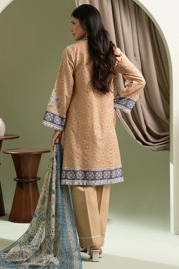 Sand Zellbury 3pc Unstitched Lawn Suit – Stylish Pakistani Lawn Outfit 2025